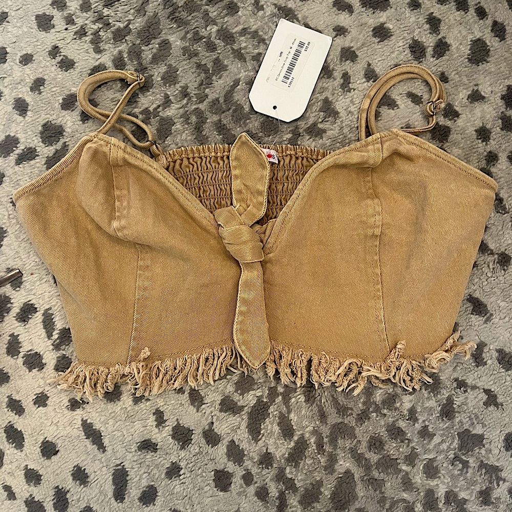 Women's Beautiful Chaos women's denim khaki crop top. Size medium